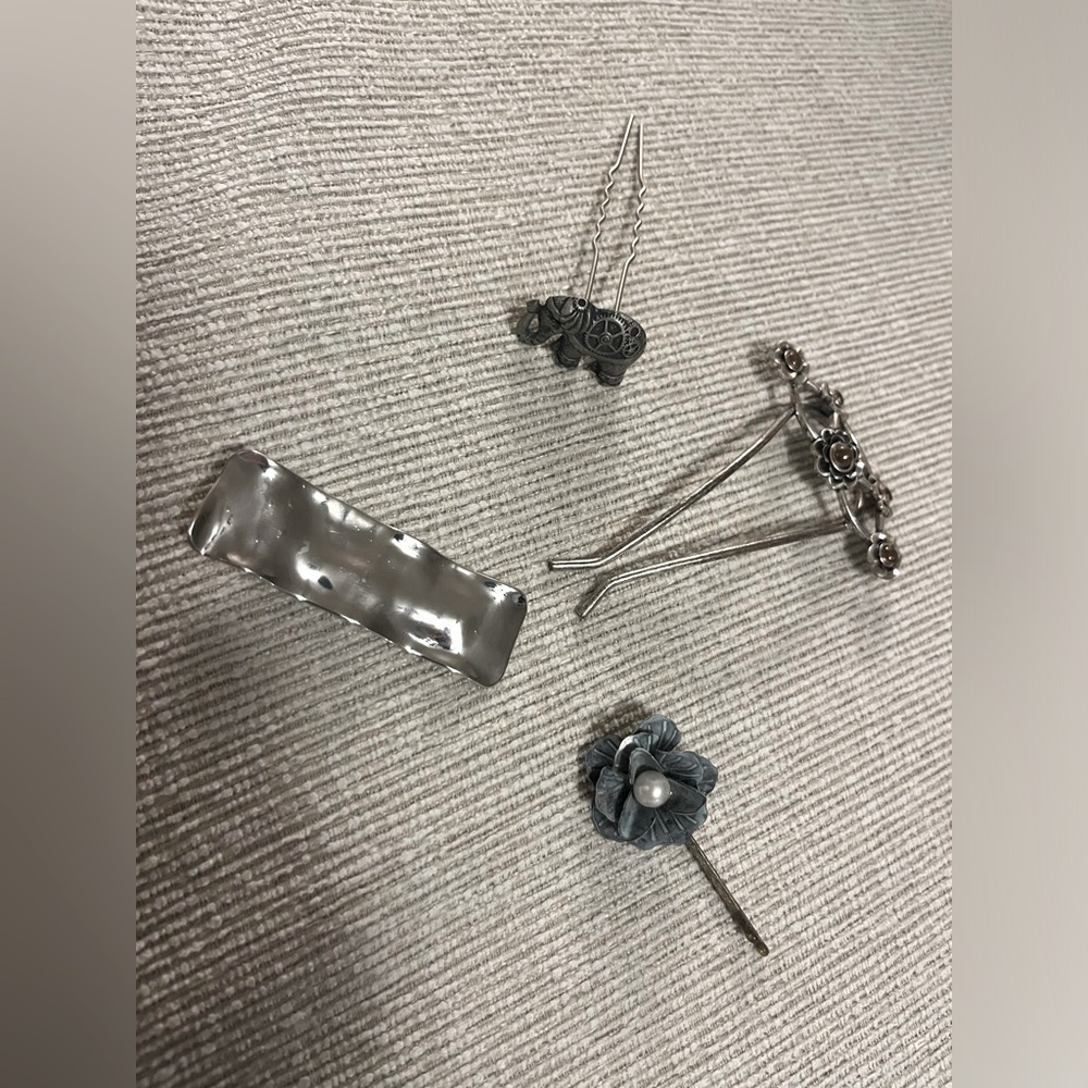 Silver Hair Accessory Mix Set of 4